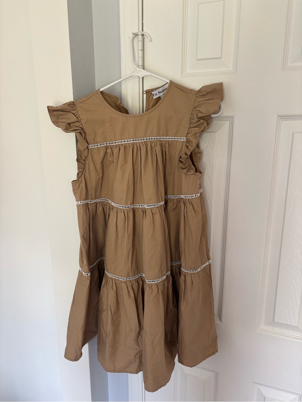 En Saison Tan Ruffle Tiered Dress